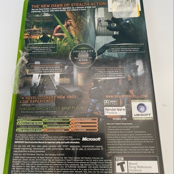 XBOX Game Lot of 2 Tom Clancy’s Ghost Recon & Splinter Cell Pandoras Tomorrow - Picture 3 of 9
